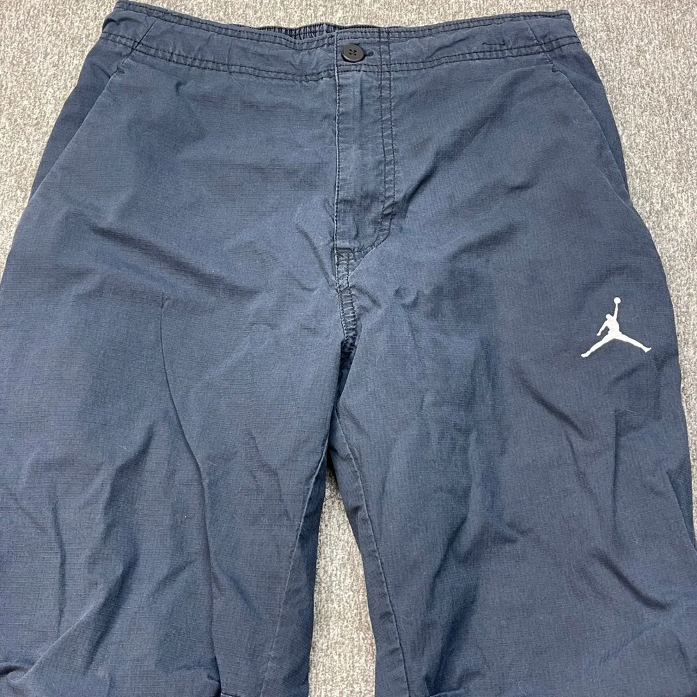 Jordan Mens Ripstop Joggers Navy Blue Jumpman Logo Tapered Pants Size 32 M